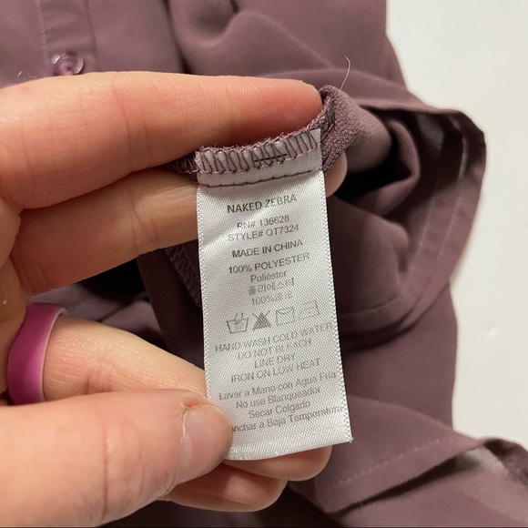 Naked Zebra Purple Sheer Lightweight Sleeveless Button Down Blouse Cutout Back S - Picture 5 of 6